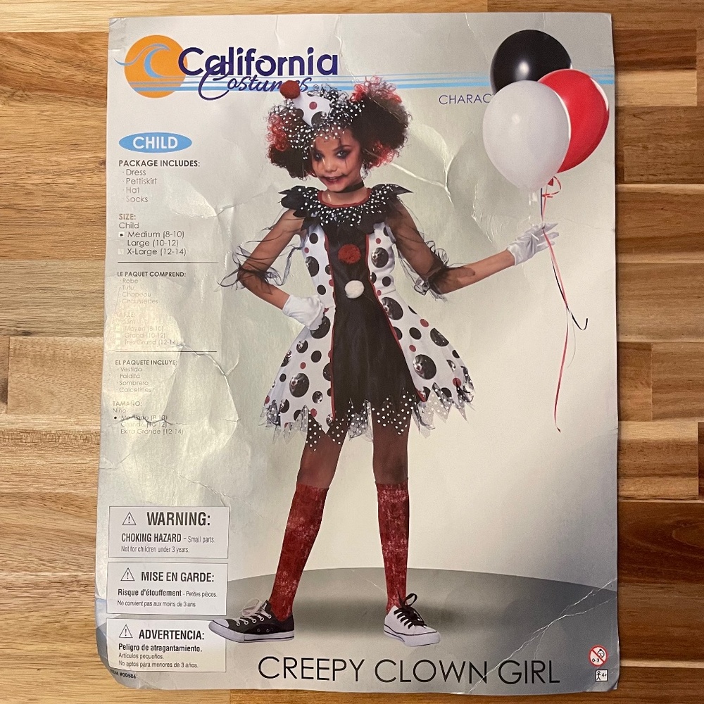 Girls Creepy Clown Costume kids Medium 8/10